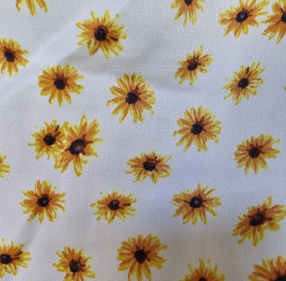 WeWoreWhat Ivory Multi Ditsy Daisies Billow Sleeve Open Back Top, Size Large - Picture 13 of 17